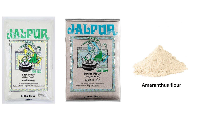 Jalpur Millers Flour Combo Pack - Jalpur Millet Flour 1kg - Jalpur Sorgham Flour 1kg - Jalpur Amaranth Seeds Flour - 500g (3 Pack) - Jalpur Millers Online