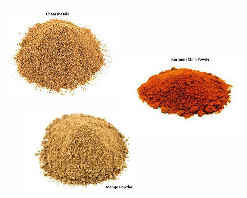 Jalpur Millers Spice Combo Pack - Chaat Masala 100g - Mango Powder (amchoor powder) 100g - Kashmiri Chilli Powder 100g (3 Pack) - Jalpur Millers Online