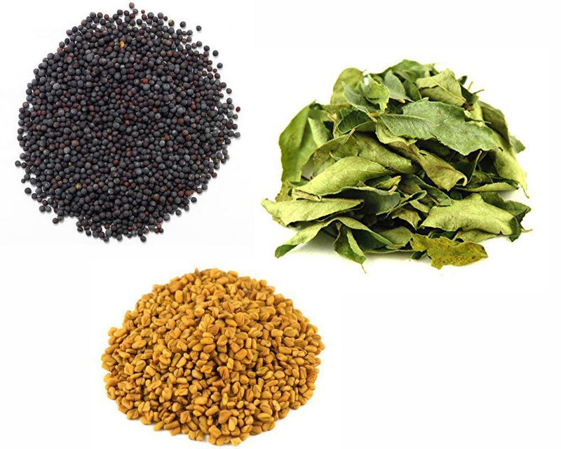 Jalpur Millers Spice Combo Pack - Black Mustard Seeds 500g - Fenugreek Seeds 500g - Dried Curry Leaves 50g (3 Pack) - Jalpur Millers Online