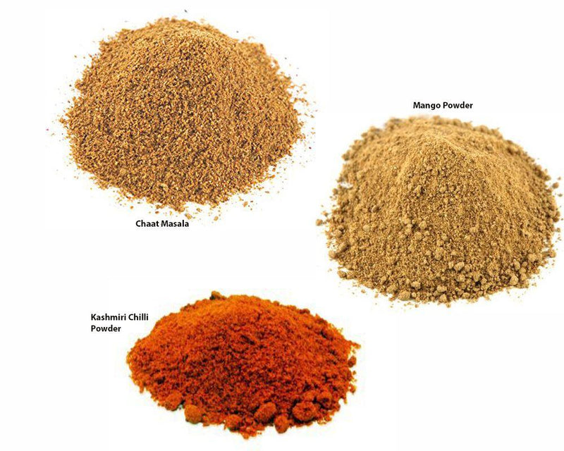 Jalpur Millers Spice Combo Pack - Chaat Masala 100g - Dry Mango Powder 100g - Kashmiri Chilli Powder 100g (3 Pack) - Jalpur Millers Online
