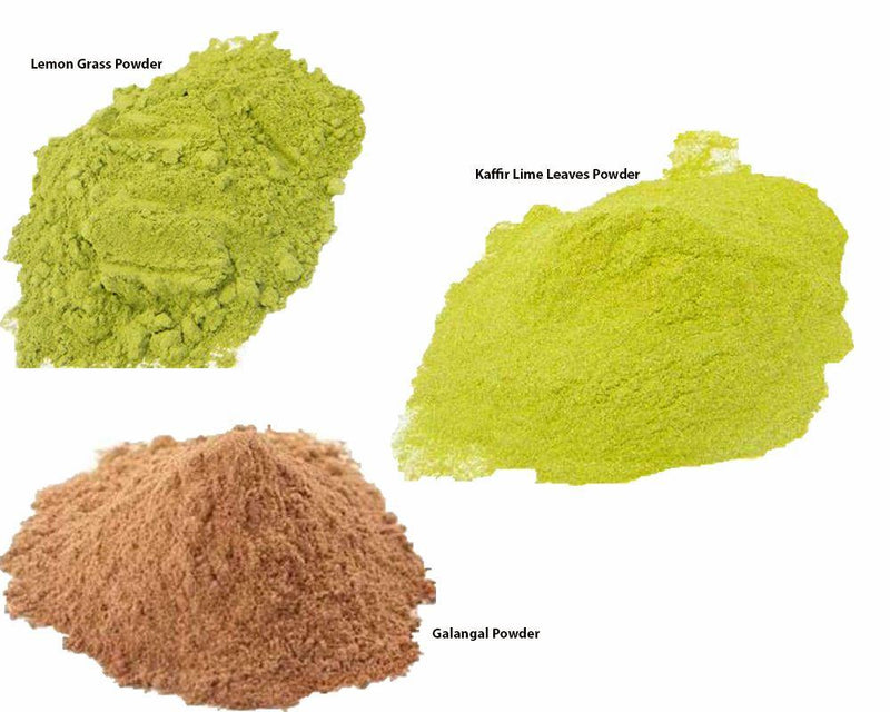 Jalpur Millers Spice Combo Pack - Lemon Grass Powder 100g - Galangal Powder 100g - Kaffir Lime Leaves Powder 100g (3 Pack) - Jalpur Millers Online