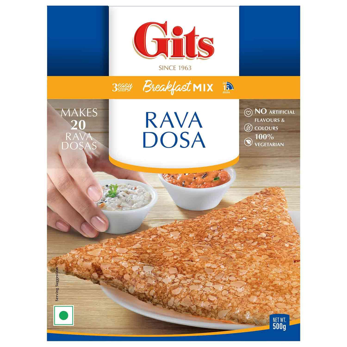 Gits - Rava Dosai Mix - (ready to cook savoury semolina pan cake dry mix) - 500g - Jalpur Millers Online