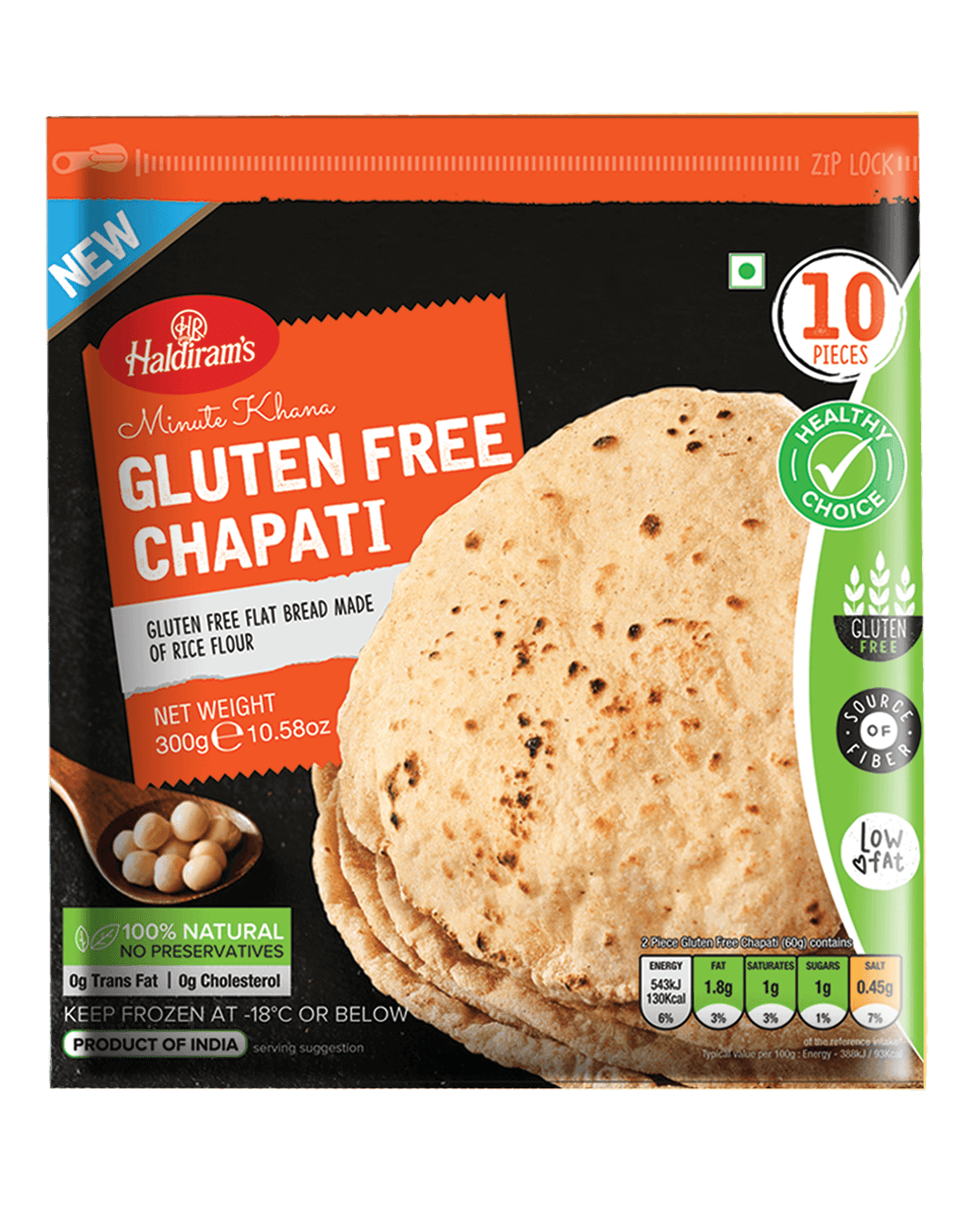 Haldirams - Frozen Gluten Free Chapatti - (10pcs) - 360g - Jalpur Millers Online