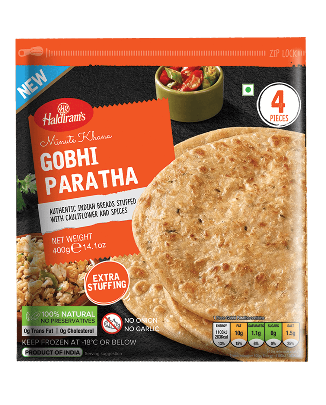 Haldirams - Frozen Gobi Paratha - (4pcs) - 400g - Jalpur Millers Online