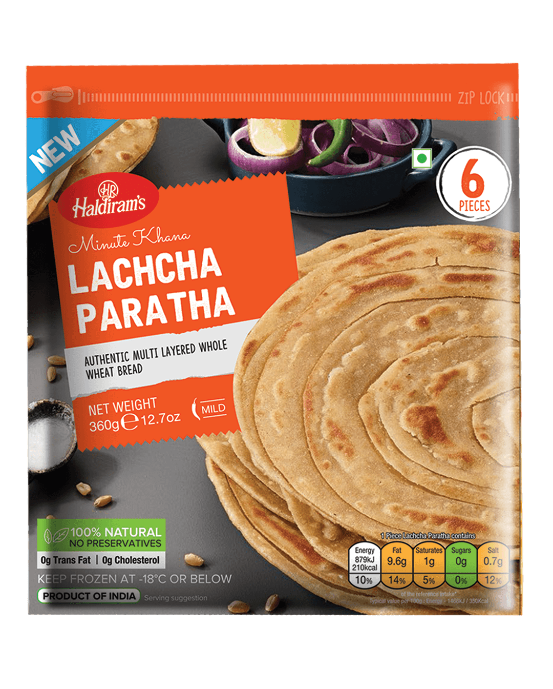 Haldirams - Frozen Masala Lacha Paratha - (6pcs) - 360g - Jalpur Millers Online