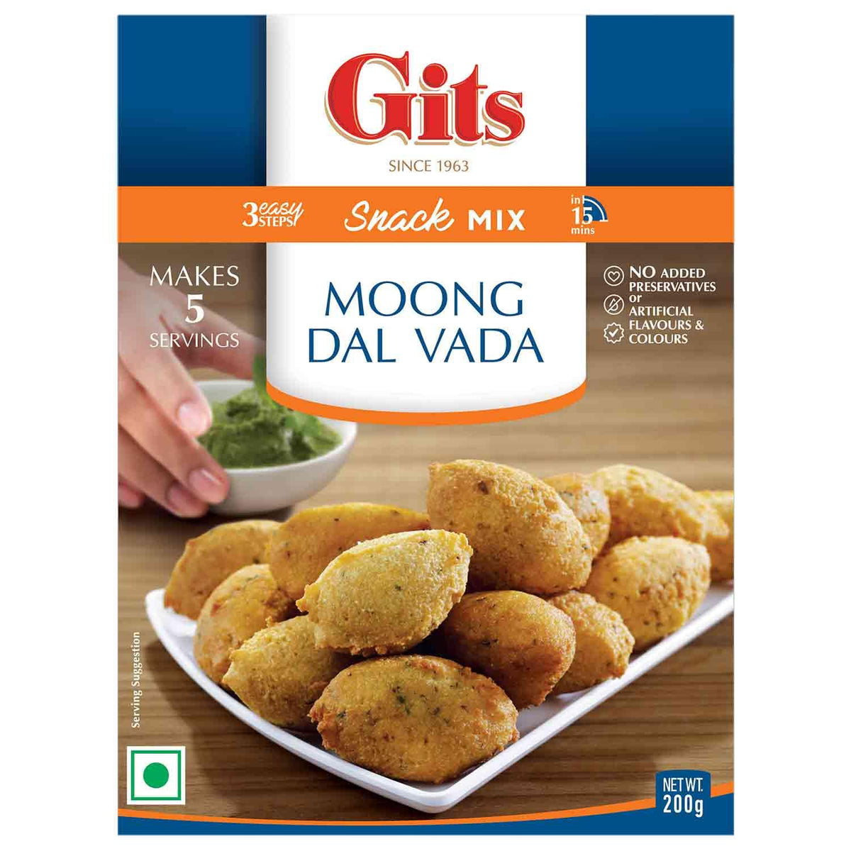 Gits - Moong Dal Vada - (ready to cook savoury green lentil fritter dry mix) - 200g - Jalpur Millers Online