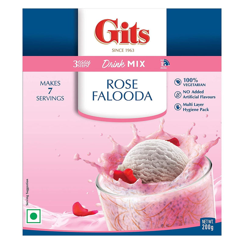Gits - Rose Falooda Mix - (ready to cook rose flavoured dessert drink mix) - 200g - Jalpur Millers Online