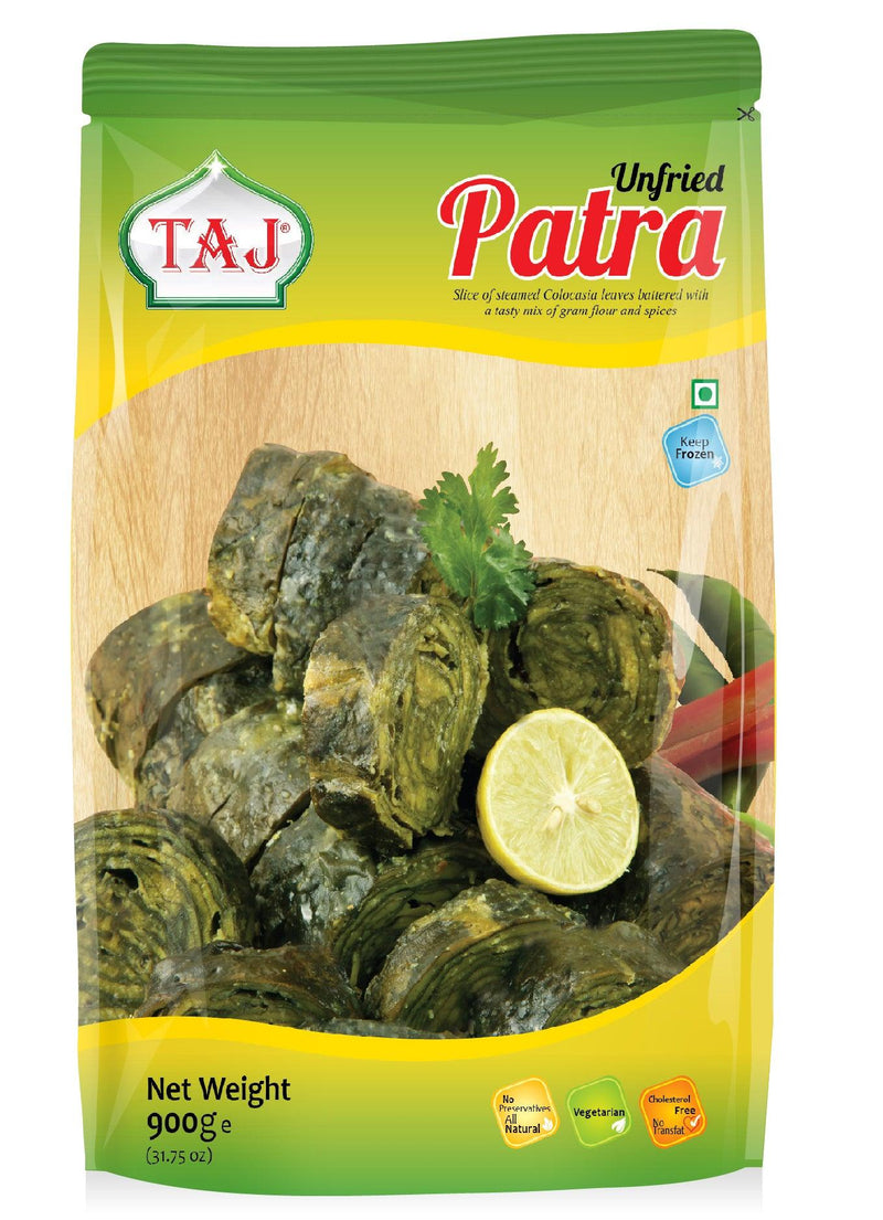 Taj  - Frozen Patra - (slices of steamed colocasia leaves) - Unfried  - 900g - Jalpur Millers Online